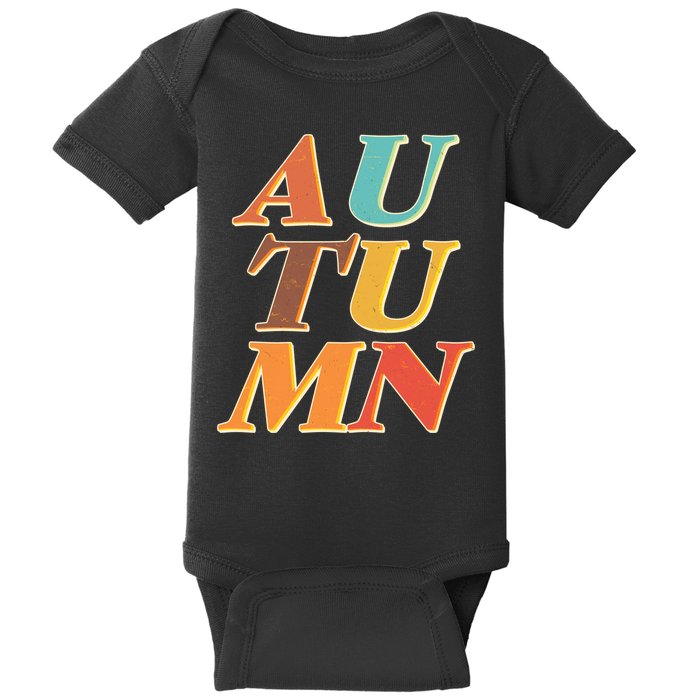 Retro Colors Autumn Letters  Baby Bodysuit