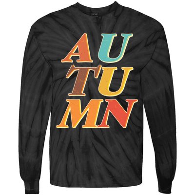 Retro Colors Autumn Letters  Tie-Dye Long Sleeve Shirt