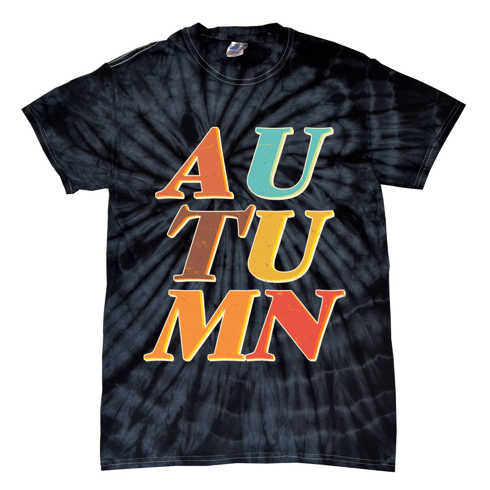 Retro Colors Autumn Letters  Tie-Dye T-Shirt