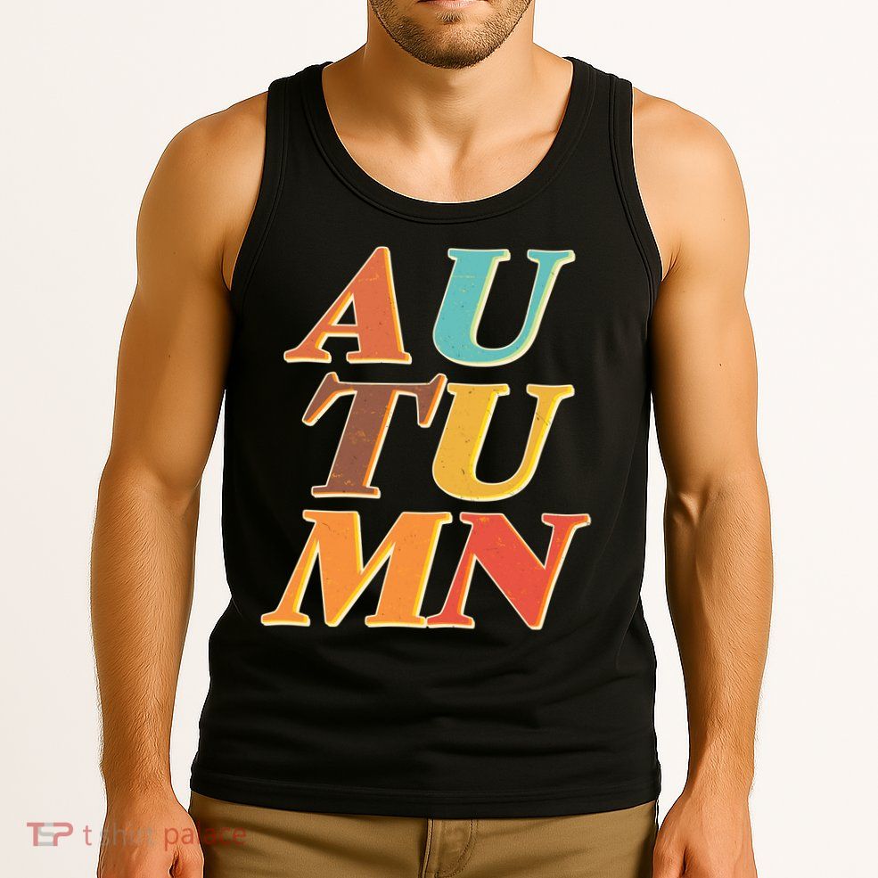 Retro Colors Autumn Letters  Tank Top