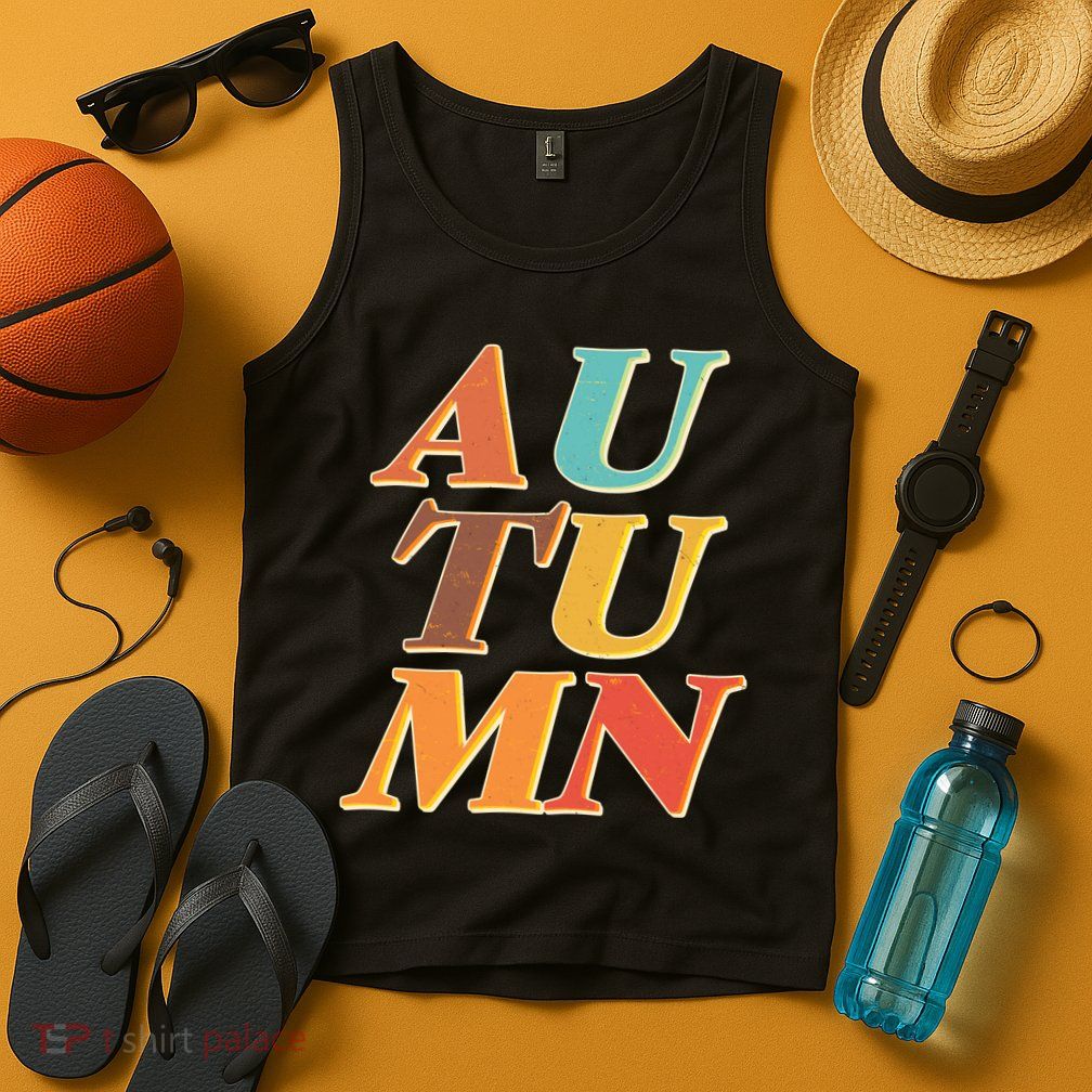 Retro Colors Autumn Letters  Tank Top