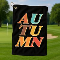 Retro Colors Autumn Letters  Golf Towel