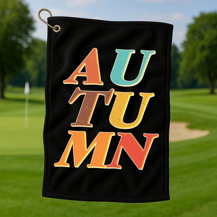 Retro Colors Autumn Letters  Golf Towel