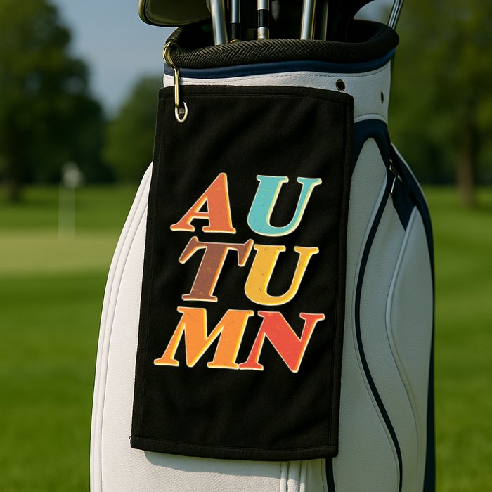 Retro Colors Autumn Letters  Golf Towel