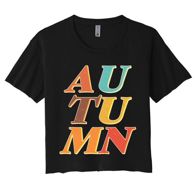 Retro Colors Autumn Letters  Crop Top