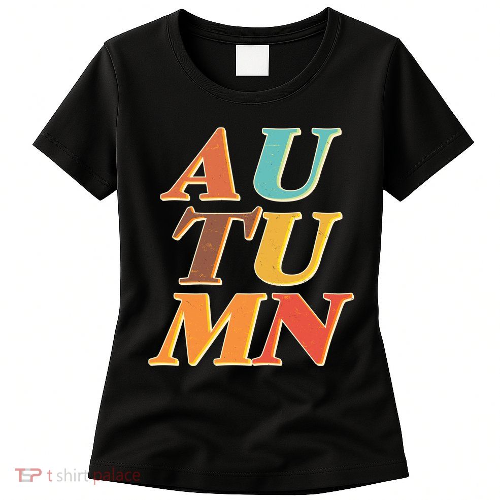 Retro Colors Autumn Letters  Womens T-Shirt