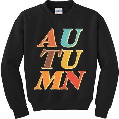 Retro Colors Autumn Letters  Kids Sweatshirt