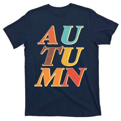 Retro Colors Autumn Letters  T-Shirt