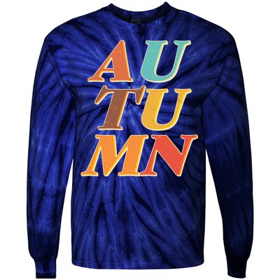 Retro Colors Autumn Letters  Tie-Dye Long Sleeve Shirt