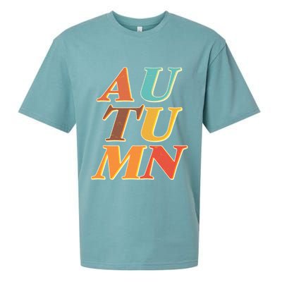 Retro Colors Autumn Letters  Sueded Cloud Jersey T-Shirt
