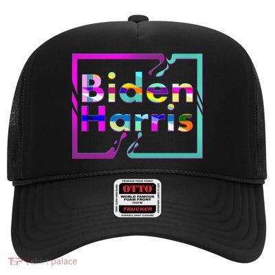 Retro Colors Biden Harris High Crown Mesh Back Trucker Hat