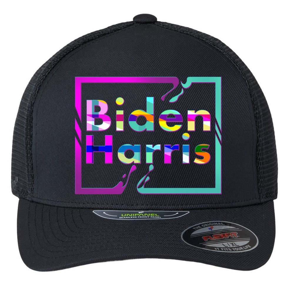 Retro Colors Biden Harris Flexfit Unipanel Trucker Cap