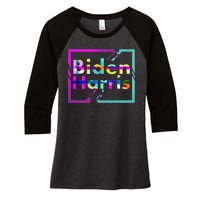 Retro Colors Biden Harris Women's Tri-Blend 3/4-Sleeve Raglan Shirt