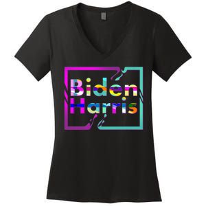 Retro Colors Biden Harris Women's V-Neck T-Shirt