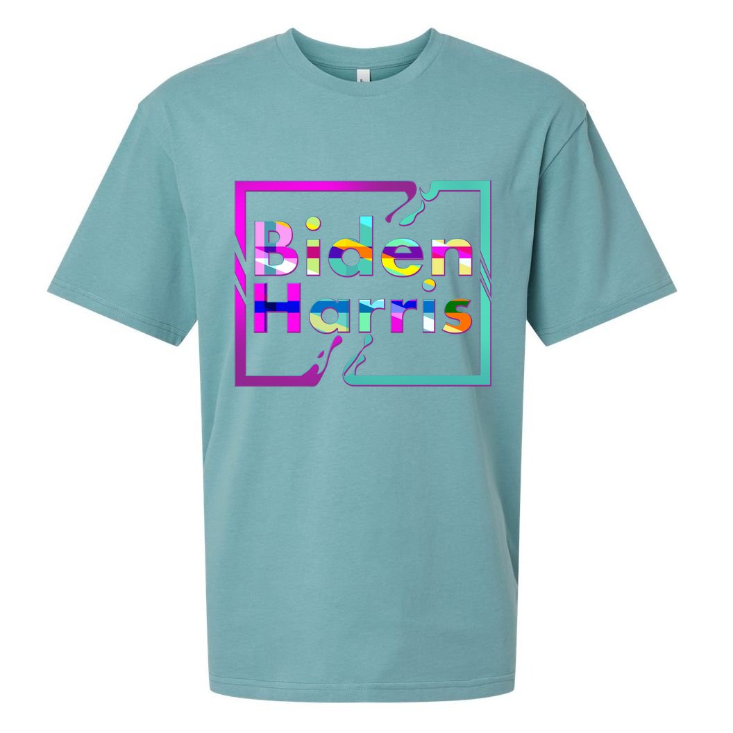Retro Colors Biden Harris Sueded Cloud Jersey T-Shirt