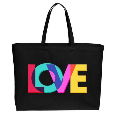 Retro Colors Love Cotton Canvas Jumbo Tote