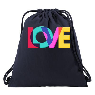 Retro Colors Love Drawstring Bag