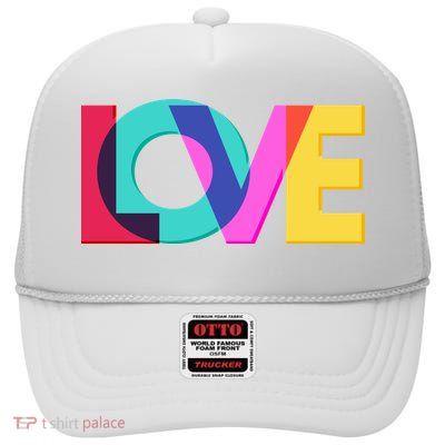 Retro Colors Love High Crown Mesh Back Trucker Hat
