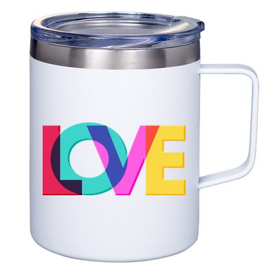 Retro Colors Love 12oz Stainless Steel Coffee Mug
