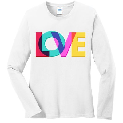 Retro Colors Love Ladies Long Sleeve Shirt