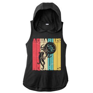 Retro Colors Zodiac Aquarius Ladies PosiCharge Tri-Blend Wicking Draft Hoodie Tank