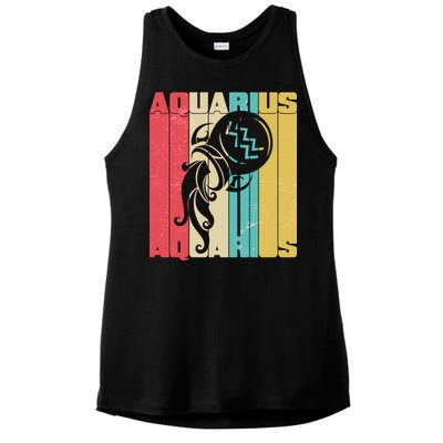 Retro Colors Zodiac Aquarius Ladies PosiCharge Tri-Blend Wicking Tank