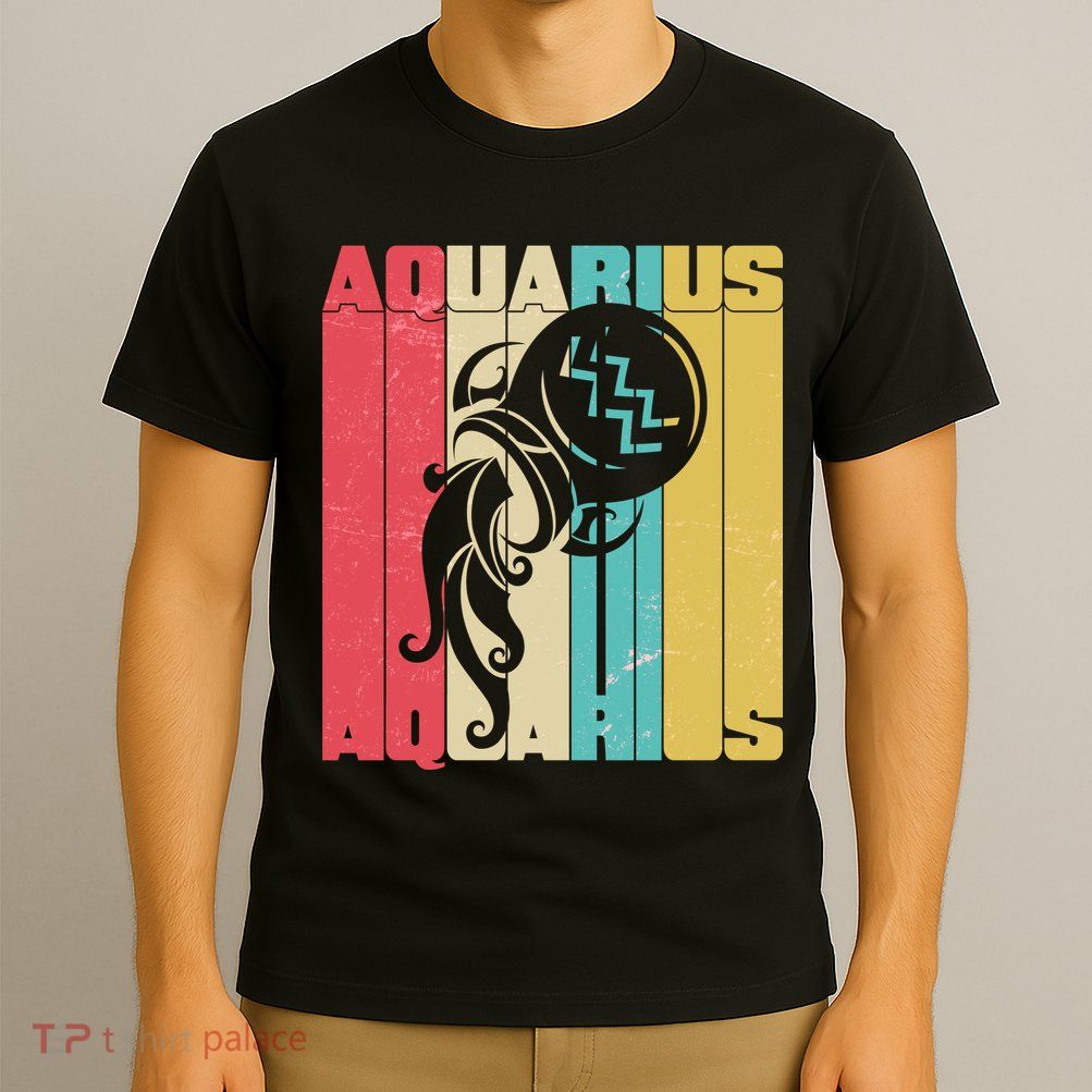 Retro Colors Zodiac Aquarius T-Shirt
