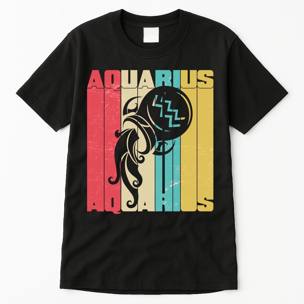 Retro Colors Zodiac Aquarius Tall T-Shirt