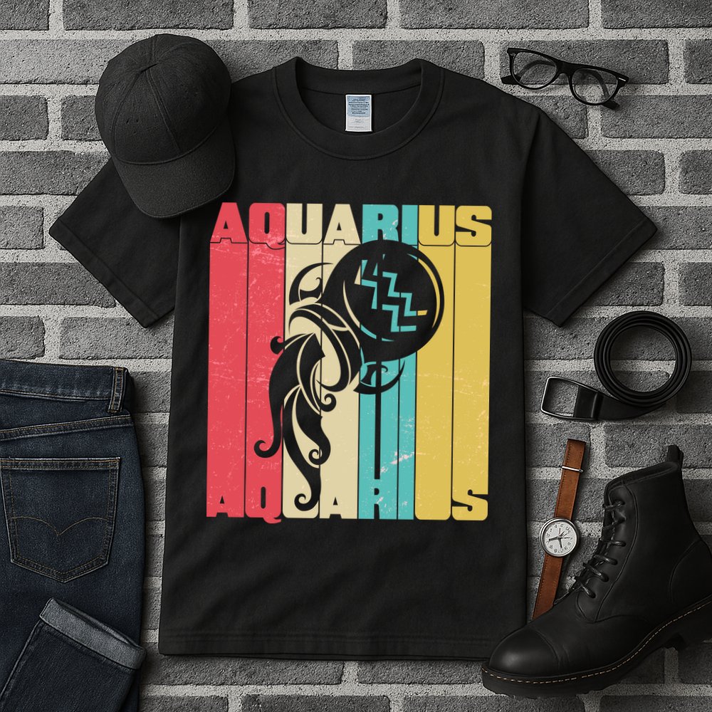 Retro Colors Zodiac Aquarius Tall T-Shirt