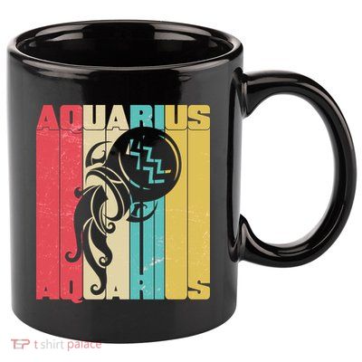 Retro Colors Zodiac Aquarius 11oz C Handle Ceramic Mug