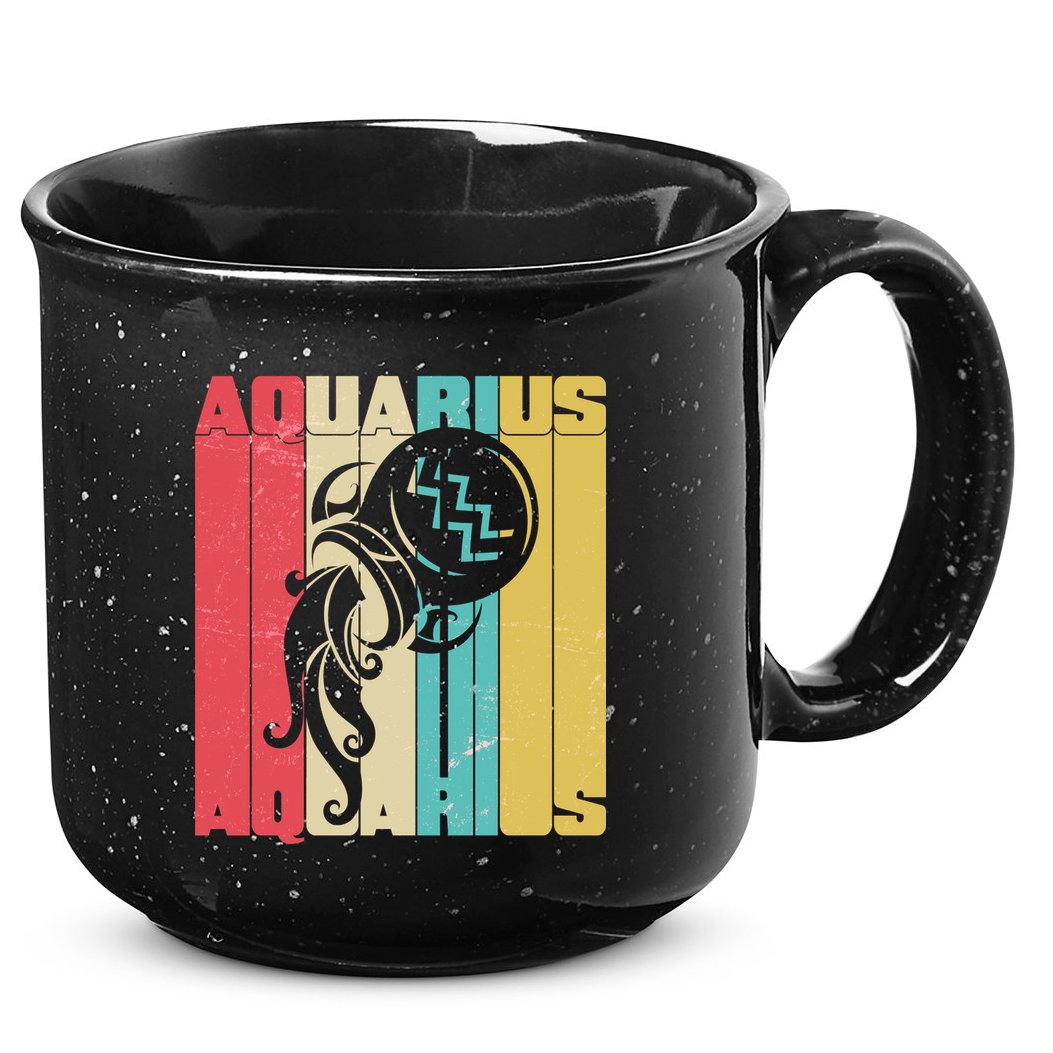 Retro Colors Zodiac Aquarius 15oz Campfire Ceramic Mug