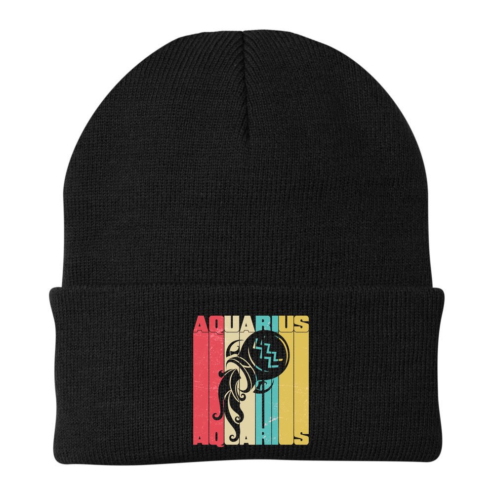 Retro Colors Zodiac Aquarius Beanie