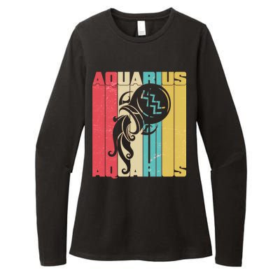 Retro Colors Zodiac Aquarius Womens CVC Long Sleeve Shirt