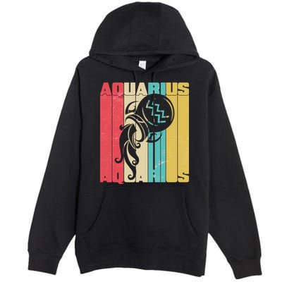 Retro Colors Zodiac Aquarius Premium Pullover Hoodie
