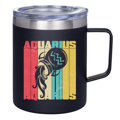 Retro Colors Zodiac Aquarius 12oz Stainless Steel Coffee Mug