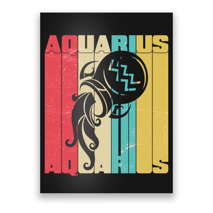 Retro Colors Zodiac Aquarius Poster