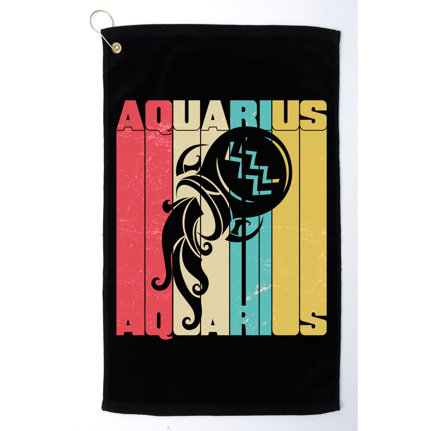 Retro Colors Zodiac Aquarius Golf Towel