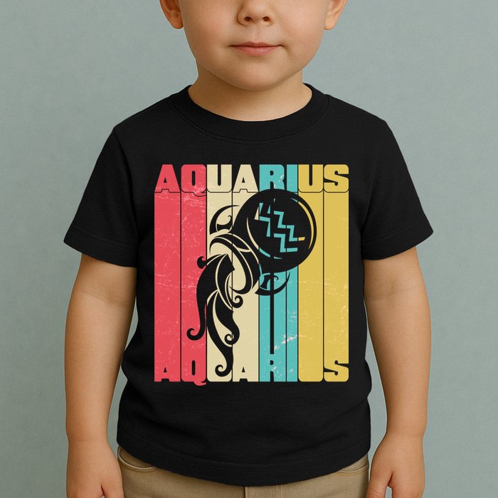 Retro Colors Zodiac Aquarius Toddler T-Shirt