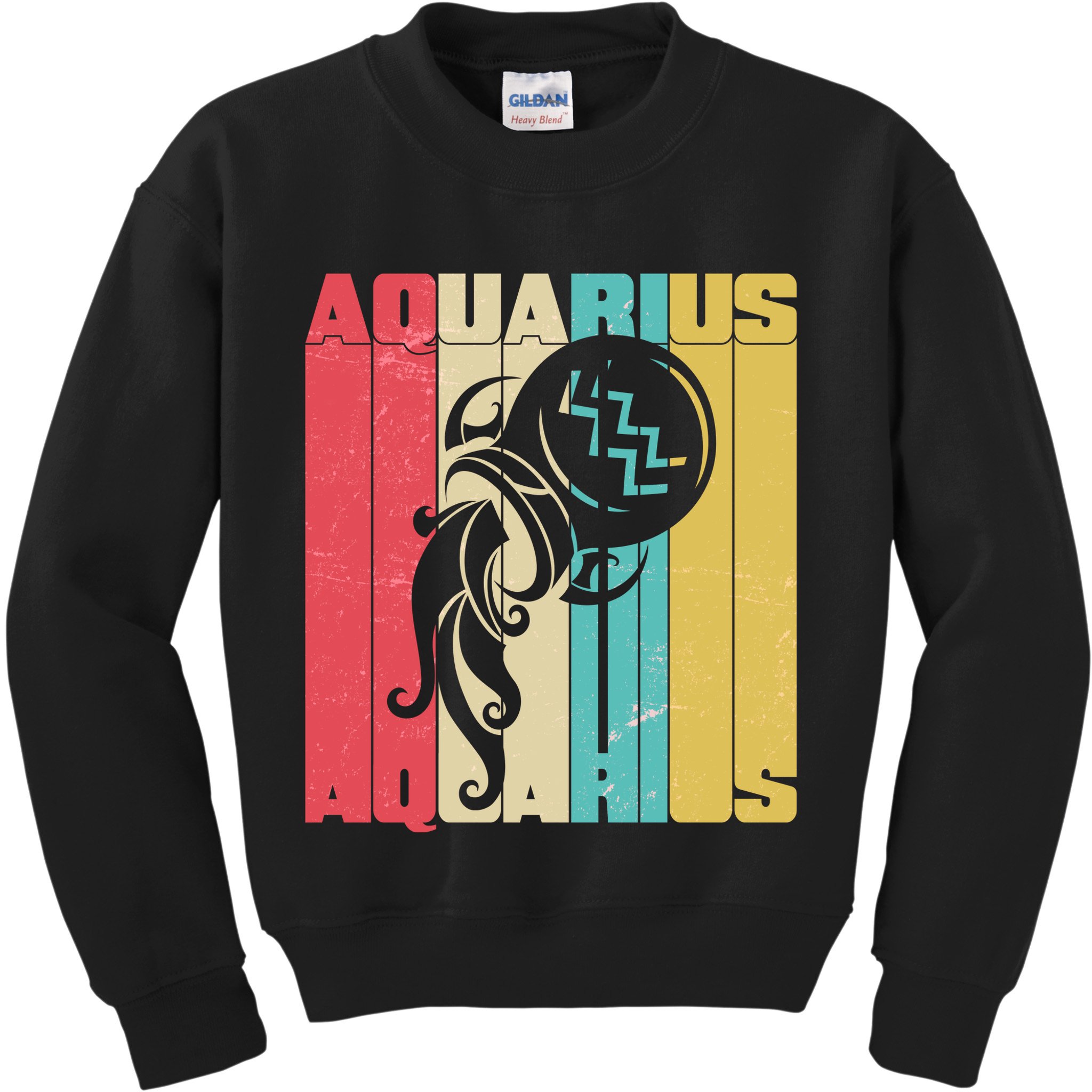 Retro Colors Zodiac Aquarius Kids Sweatshirt