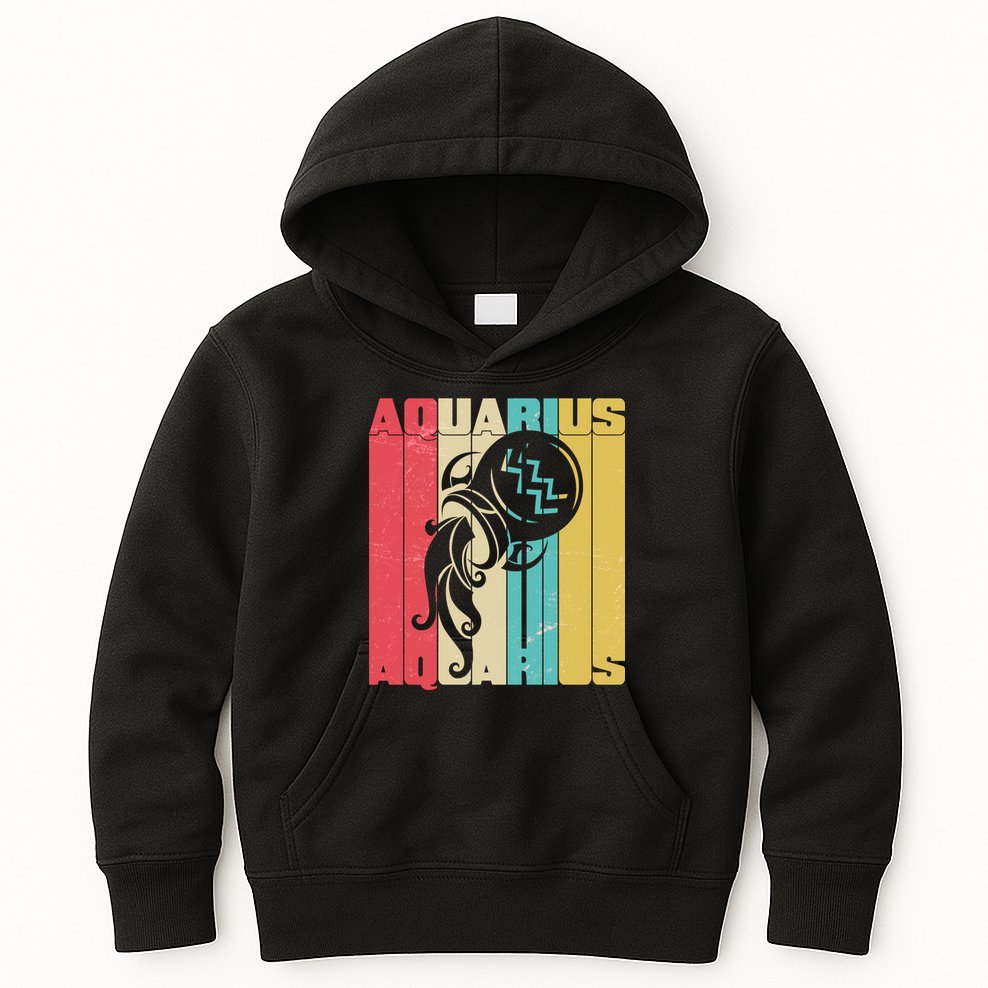 Retro Colors Zodiac Aquarius Kids Hoodie