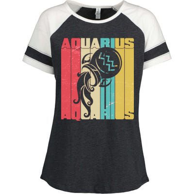 Retro Colors Zodiac Aquarius Enza Ladies Jersey Colorblock Tee