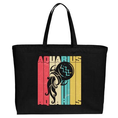 Retro Colors Zodiac Aquarius Cotton Canvas Jumbo Tote