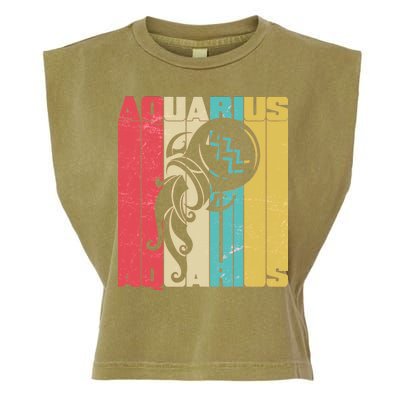 Retro Colors Zodiac Aquarius Garment-Dyed Women's Muscle Tee