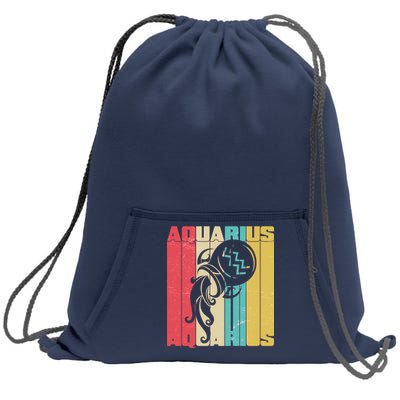 Retro Colors Zodiac Aquarius Sweatshirt Cinch Pack Bag