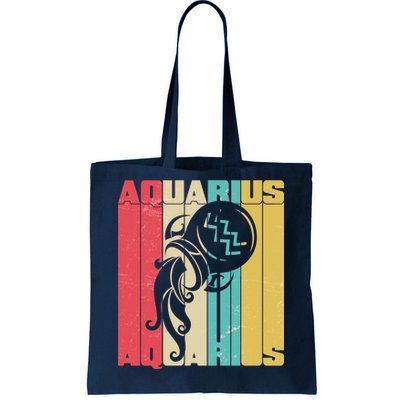 Retro Colors Zodiac Aquarius Tote Bag