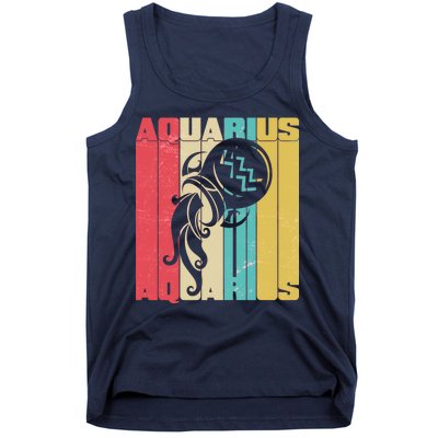 Retro Colors Zodiac Aquarius Tank Top