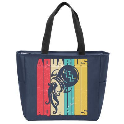 Retro Colors Zodiac Aquarius Zip Tote Bag