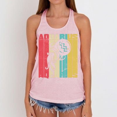 Retro Colors Zodiac Aquarius Women's Knotted Racerback Tank