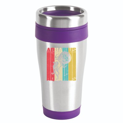 Retro Colors Zodiac Aquarius 16oz Travel Tumbler