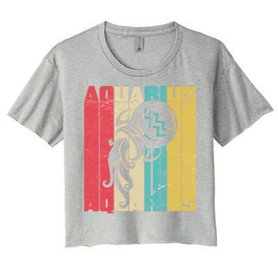 Retro Colors Zodiac Aquarius Women's Crop Top Tee